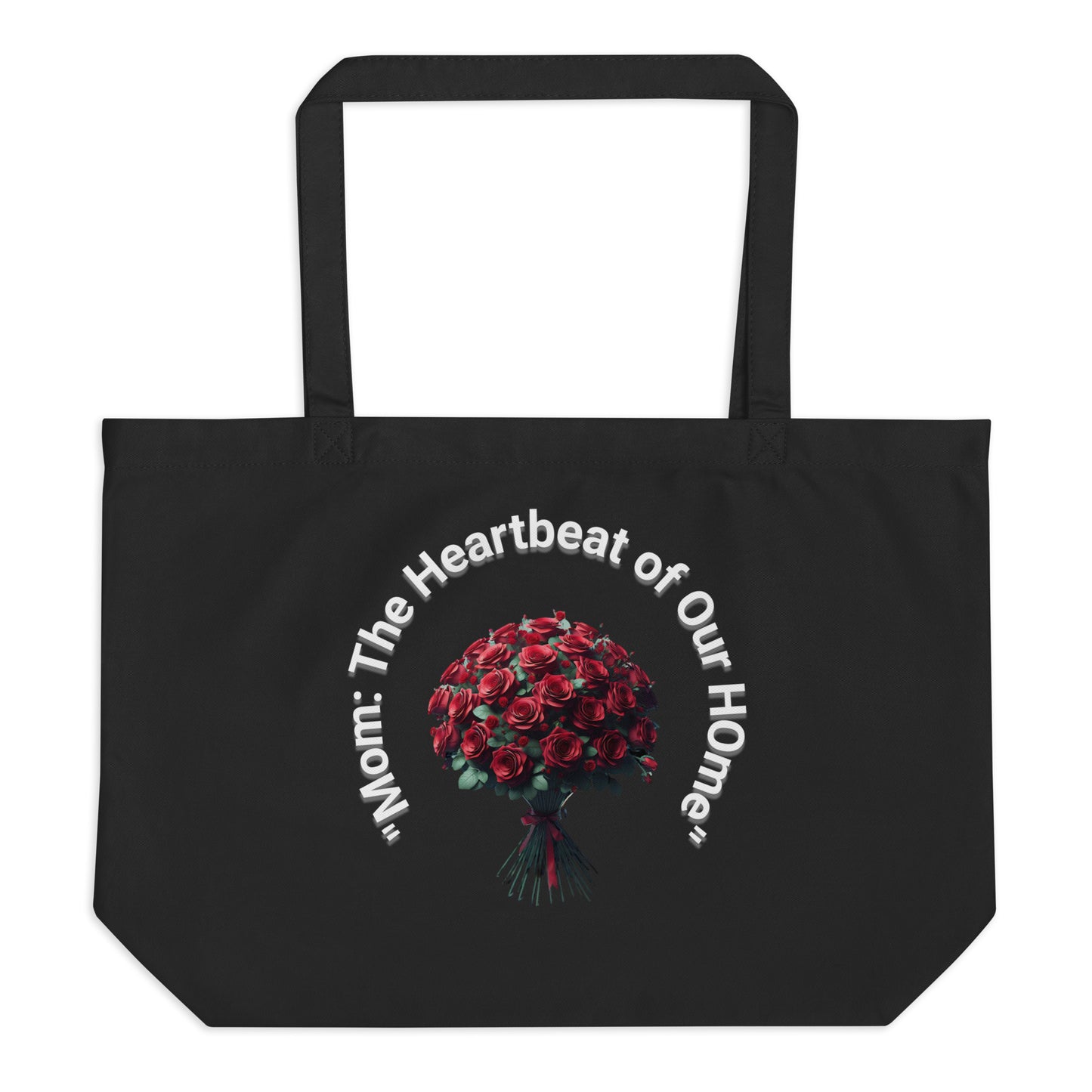 Large organic tote bag Red Rose The Heartbeat of Our Home