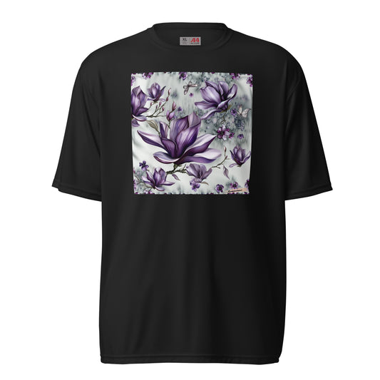 Unisex performance crew neck t-shirt Flower 26 Magnolia Purple