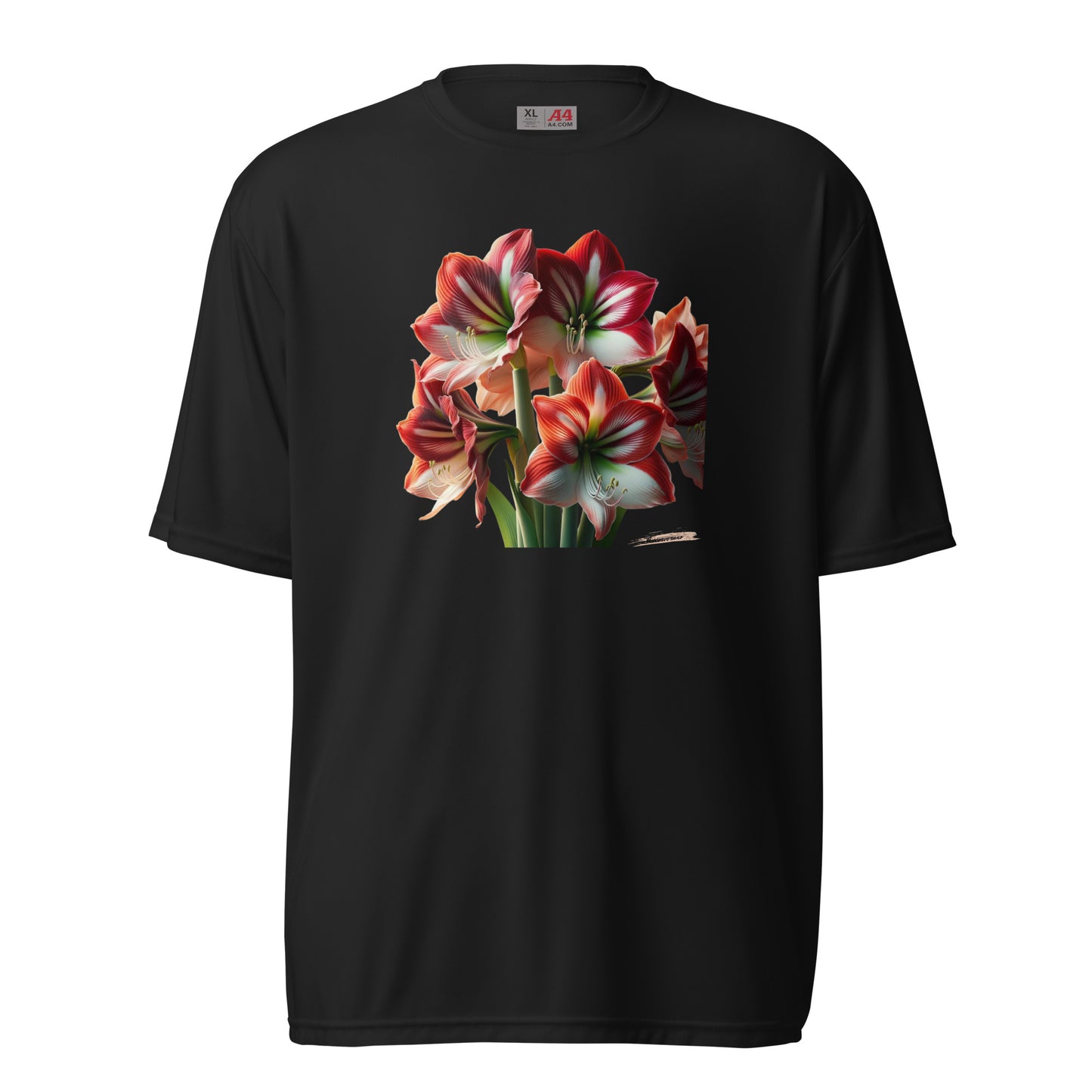 Unisex performance crew neck t-shirt Flower 44 Amaryllis