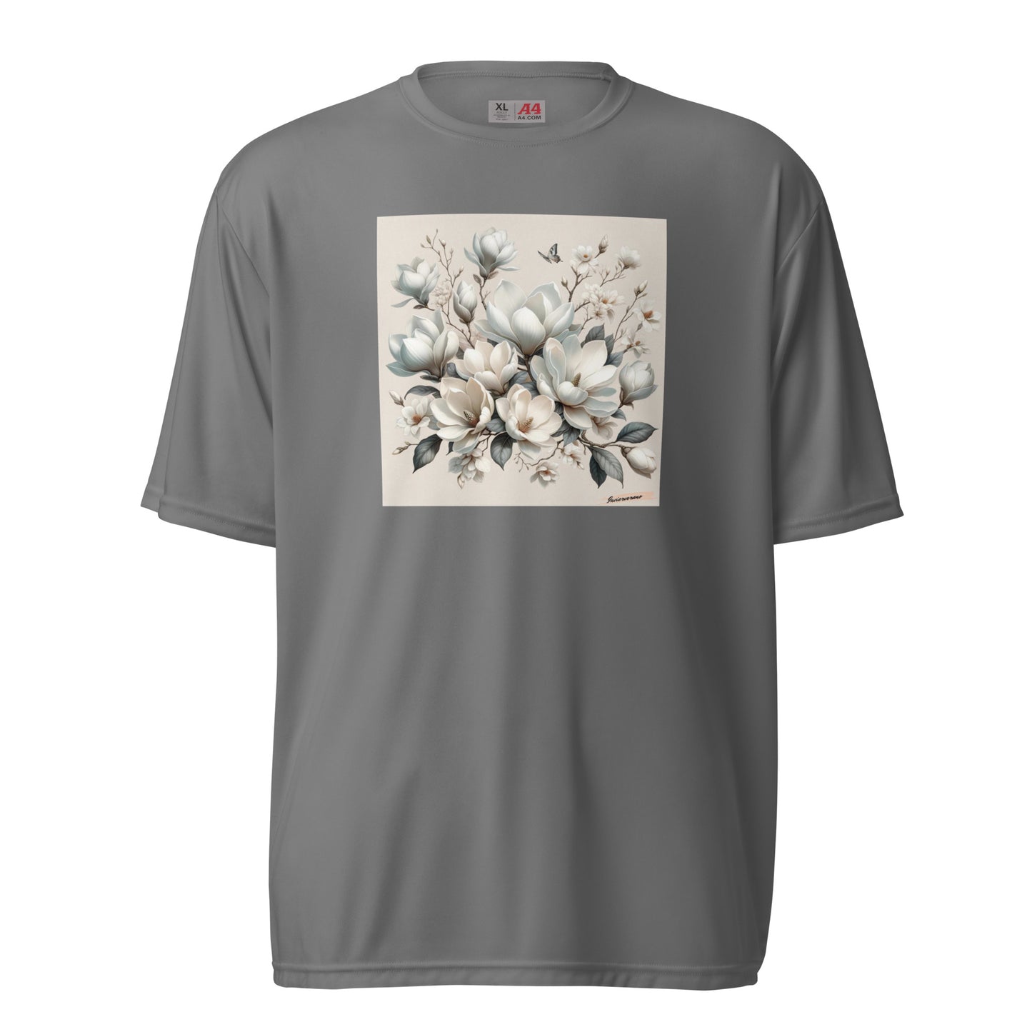 Unisex performance crew neck t-shirt Flower 24 Magnolia White