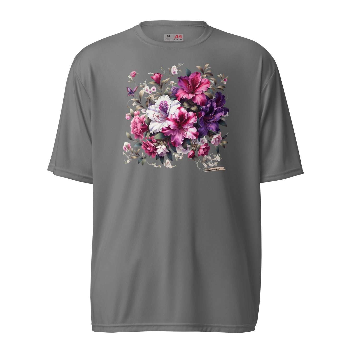 Unisex performance crew neck t-shirt Flower 39 Royal Azalea