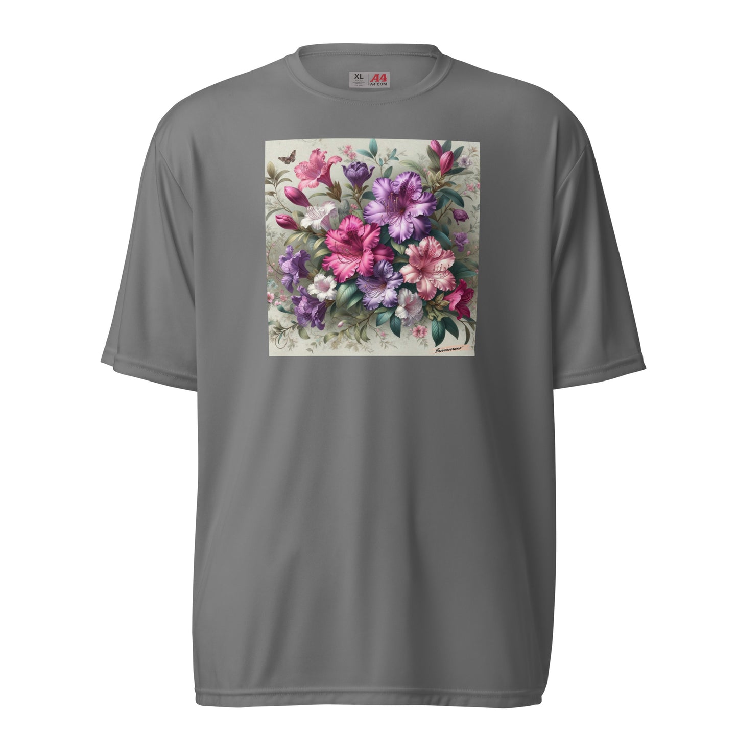 Unisex performance crew neck t-shirt Flower 42 Royal Azalea