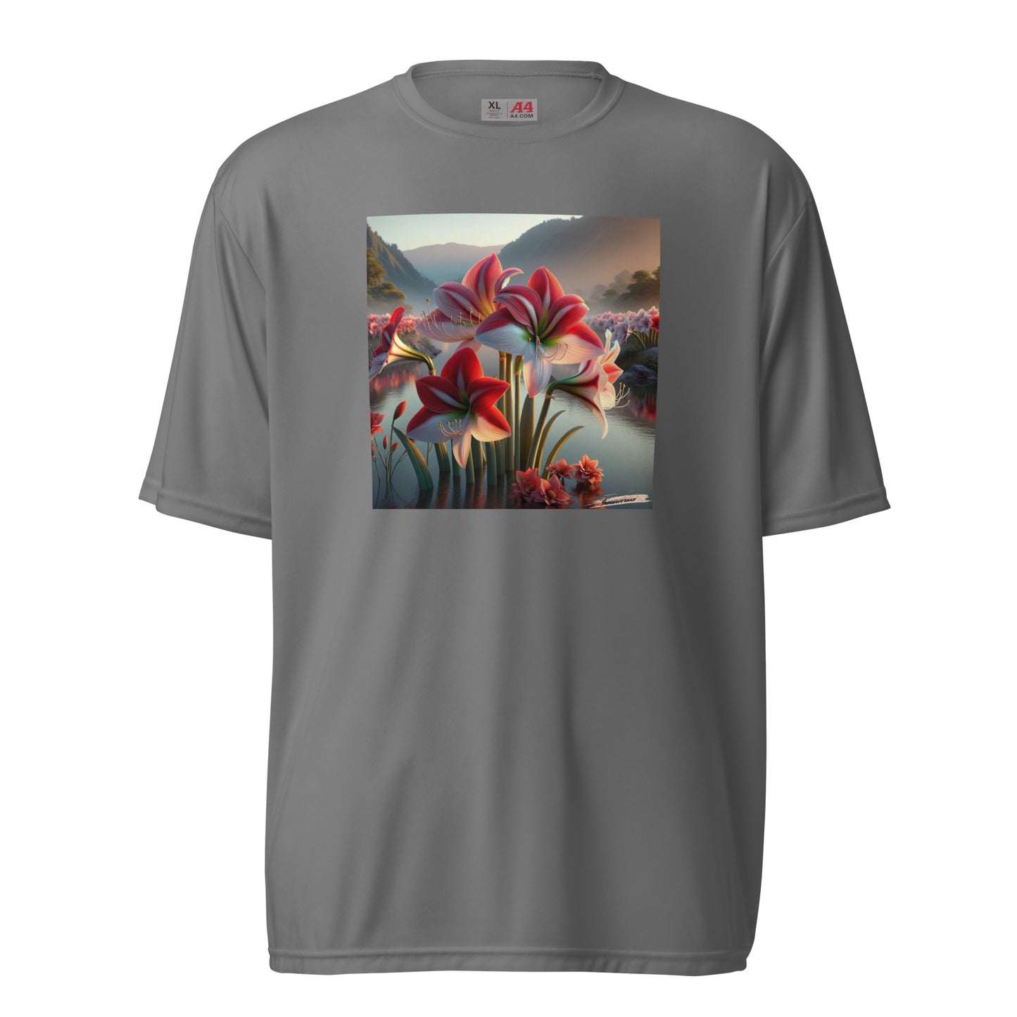 Unisex performance crew neck t-shirt Flower 45 Amaryllis