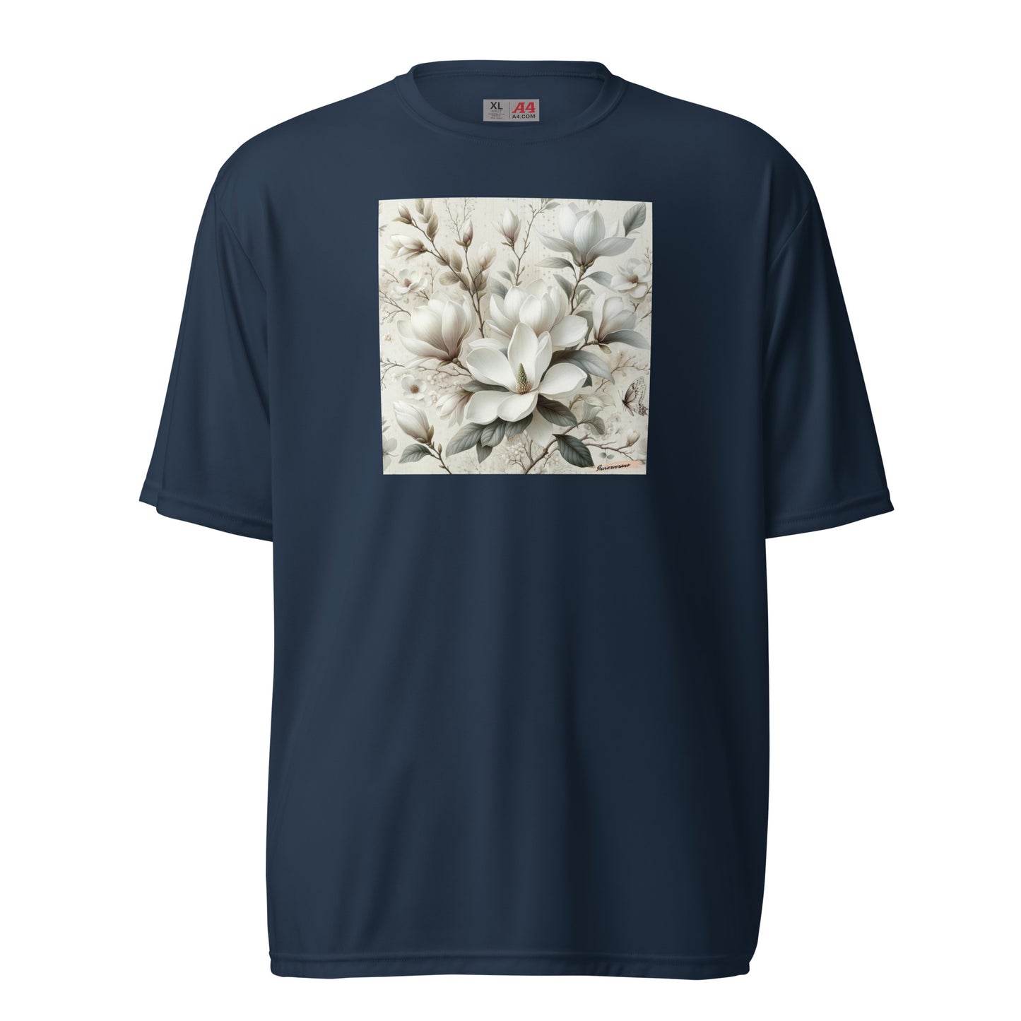 Unisex performance crew neck t-shirt Flower 23 Magnolia White