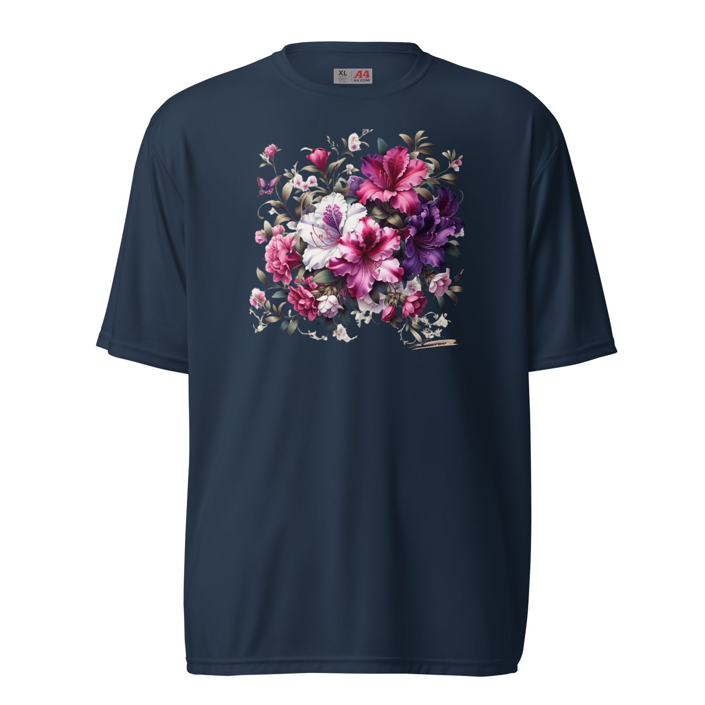 Unisex performance crew neck t-shirt Flower 39 Royal Azalea