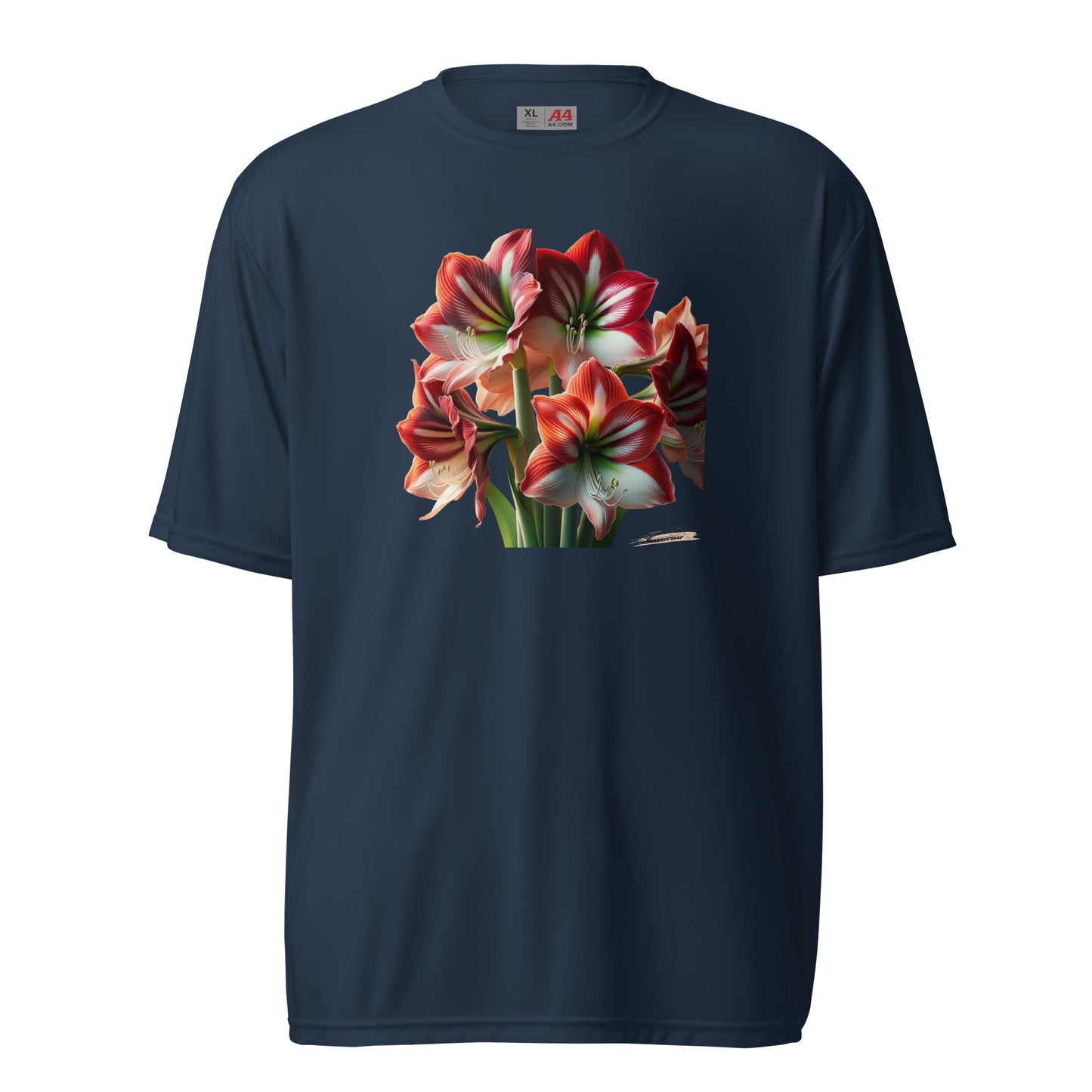 Unisex performance crew neck t-shirt Flower 44 Amaryllis