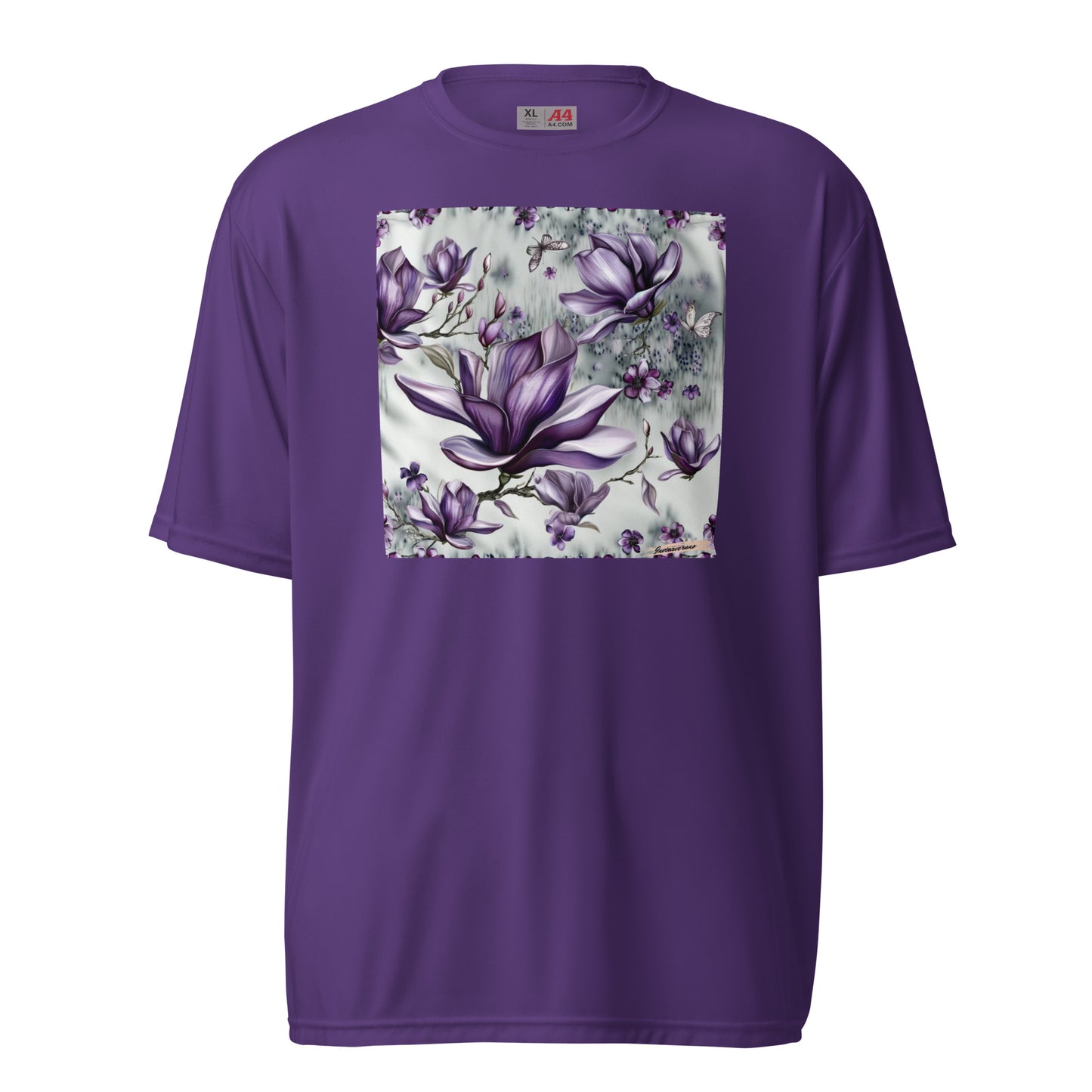 Unisex performance crew neck t-shirt Flower 26 Magnolia Purple