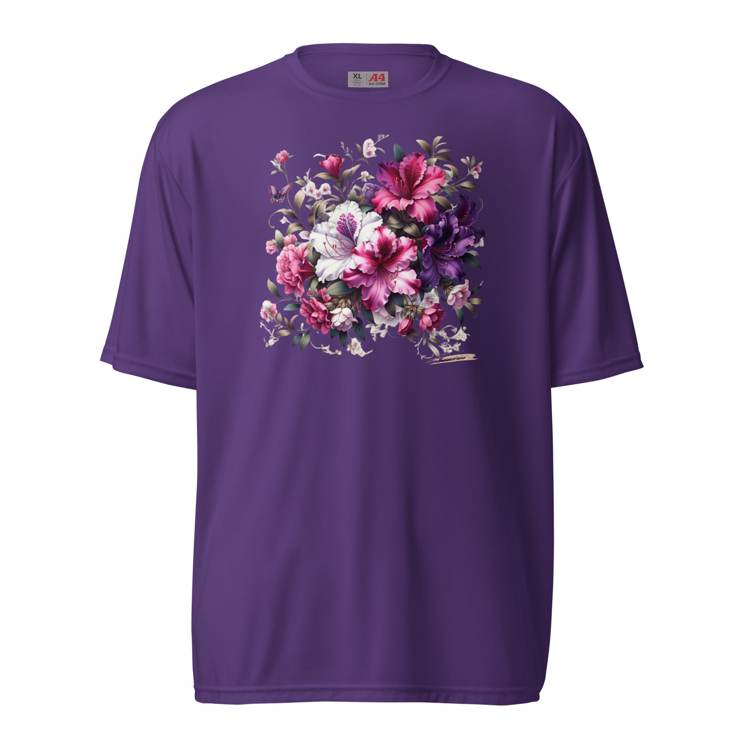 Unisex performance crew neck t-shirt Flower 39 Royal Azalea