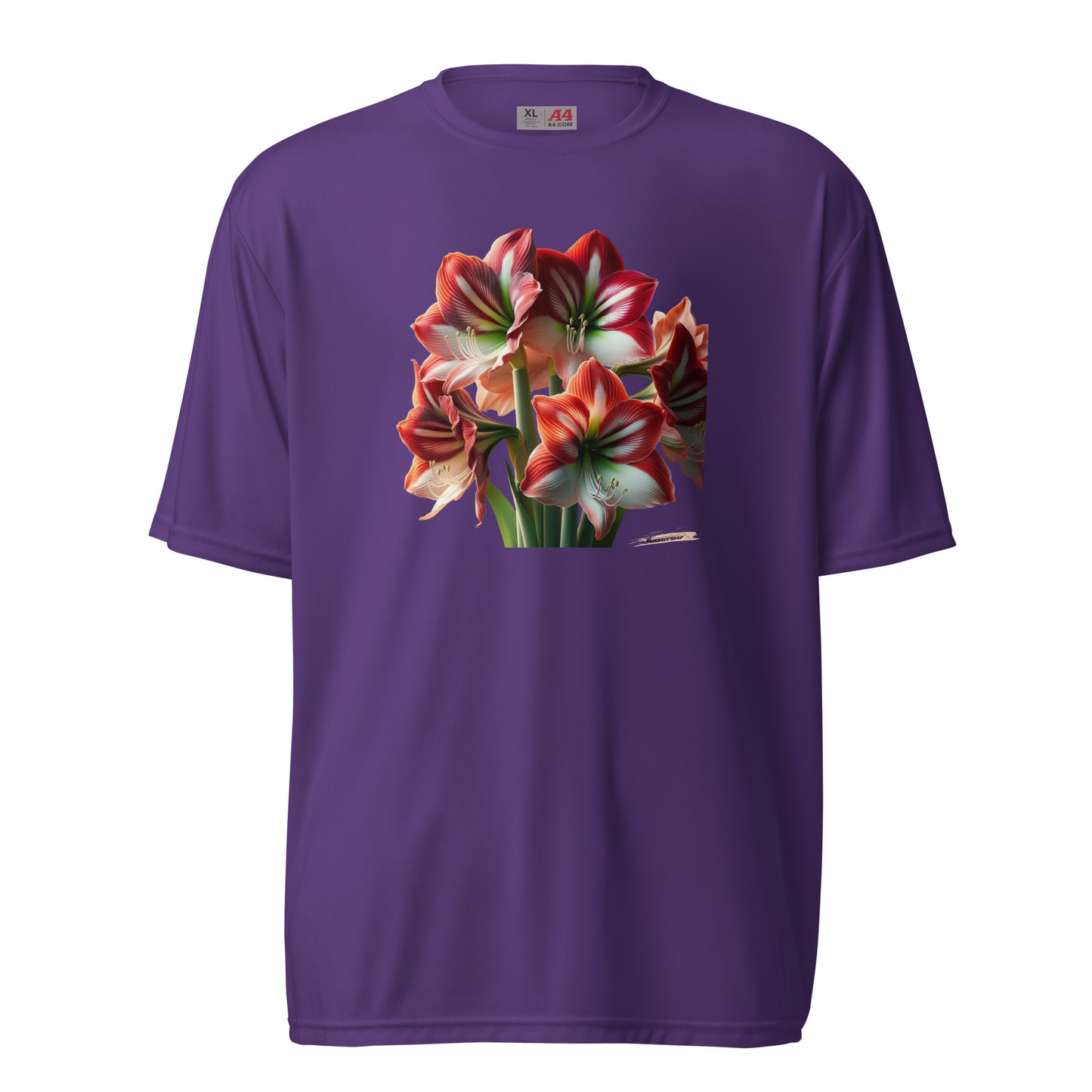 Unisex performance crew neck t-shirt Flower 44 Amaryllis