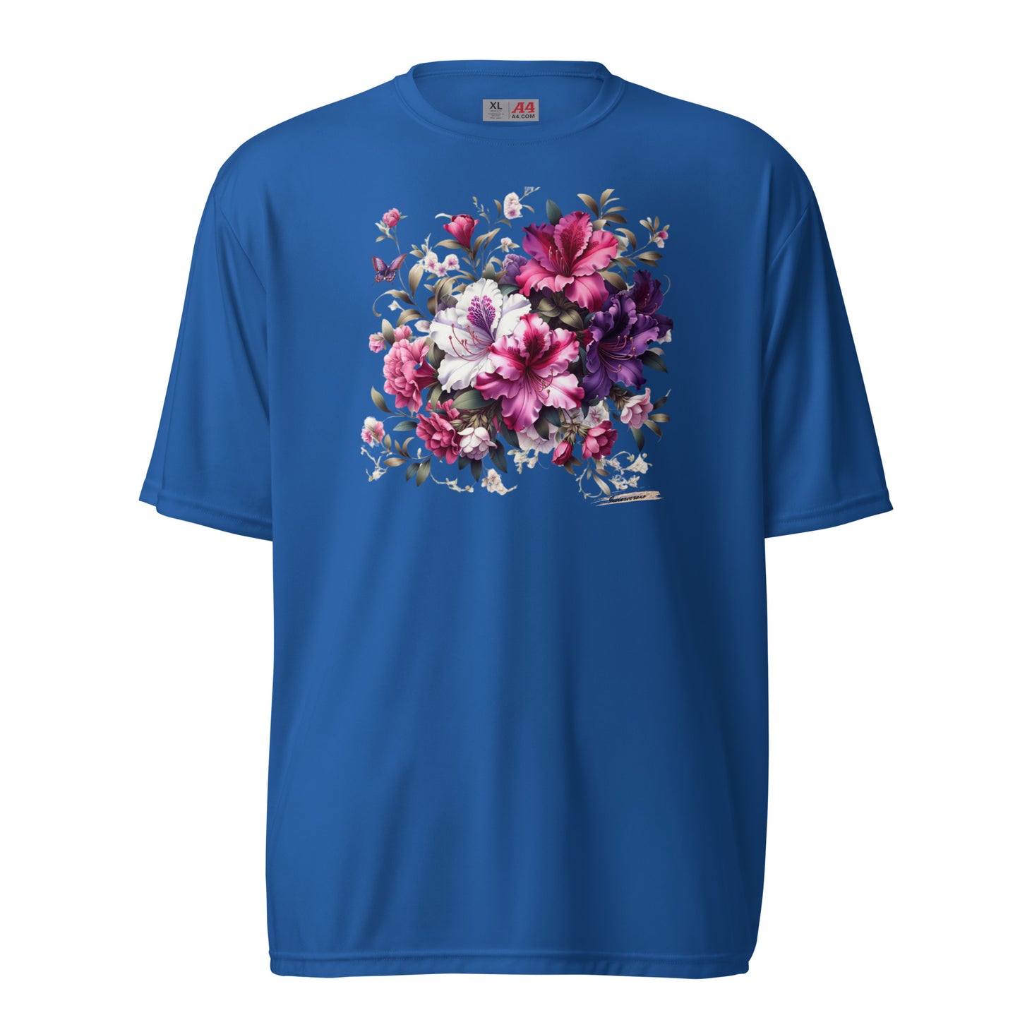 Unisex performance crew neck t-shirt Flower 39 Royal Azalea