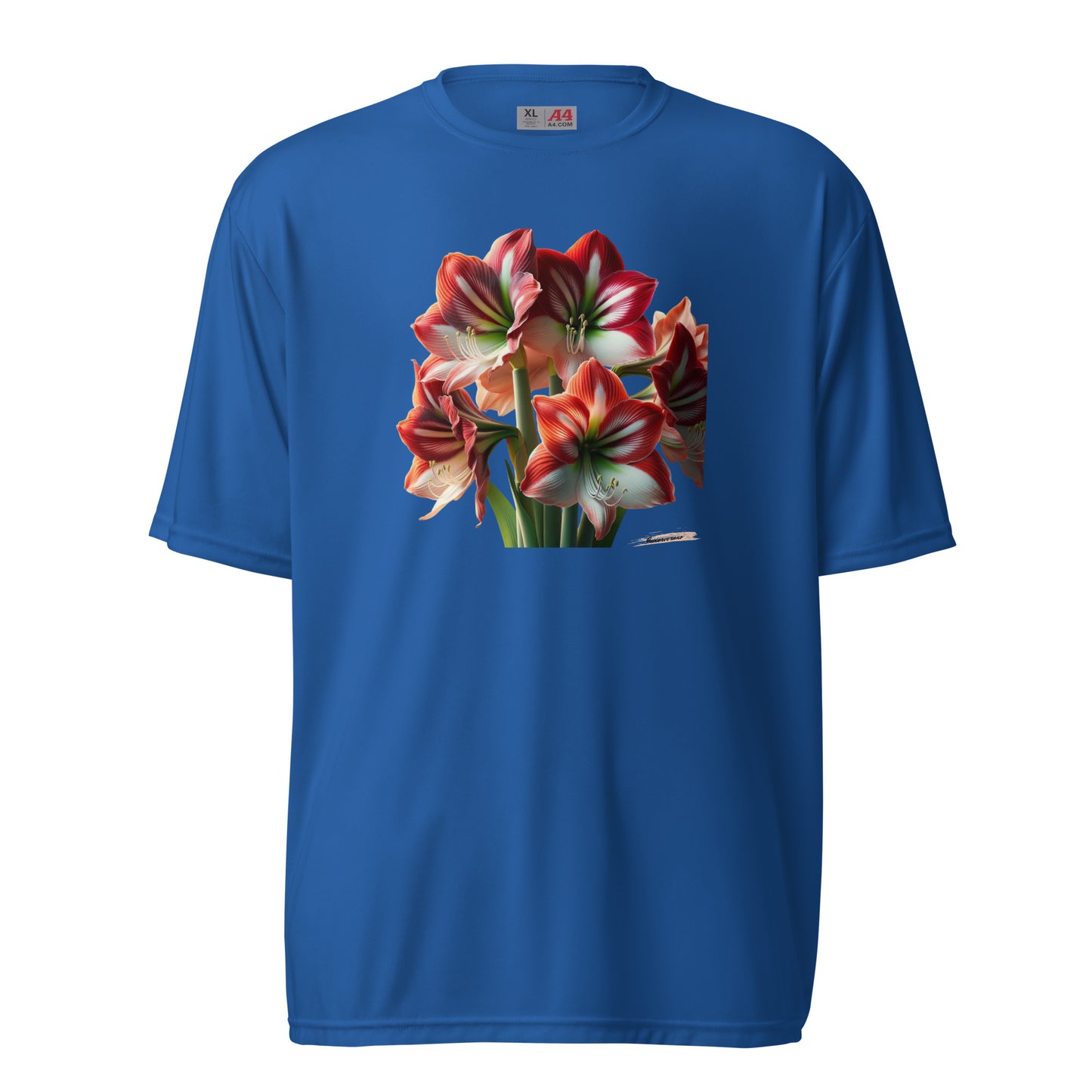 Unisex performance crew neck t-shirt Flower 44 Amaryllis