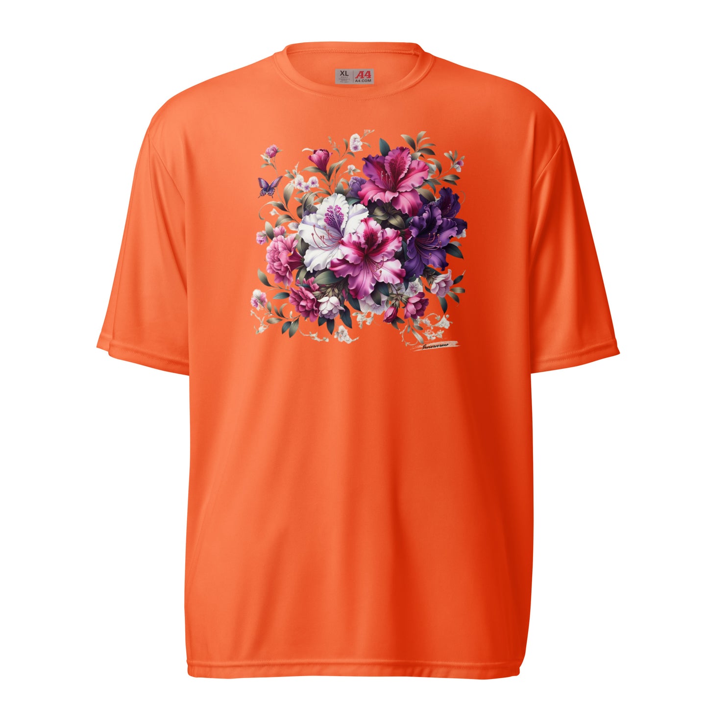 Unisex performance crew neck t-shirt Flower 39 Royal Azalea