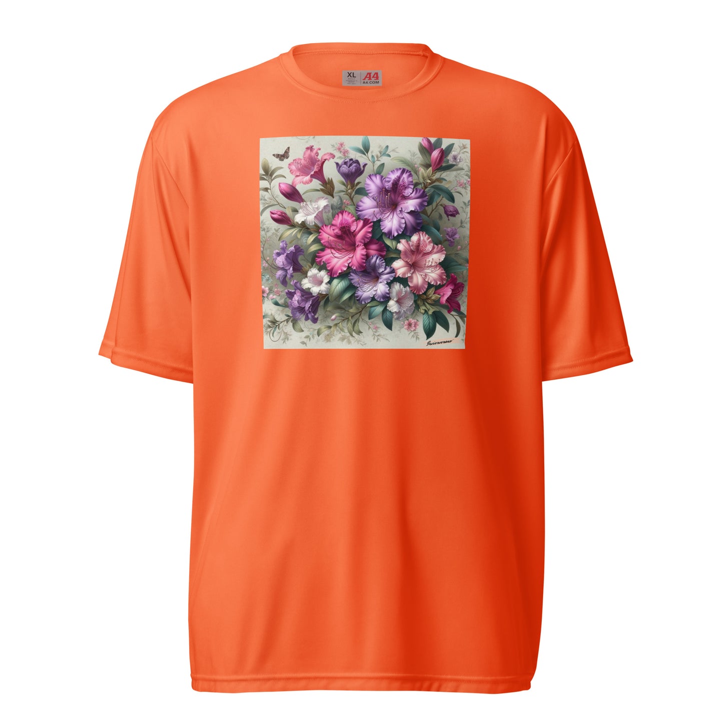 Unisex performance crew neck t-shirt Flower 42 Royal Azalea