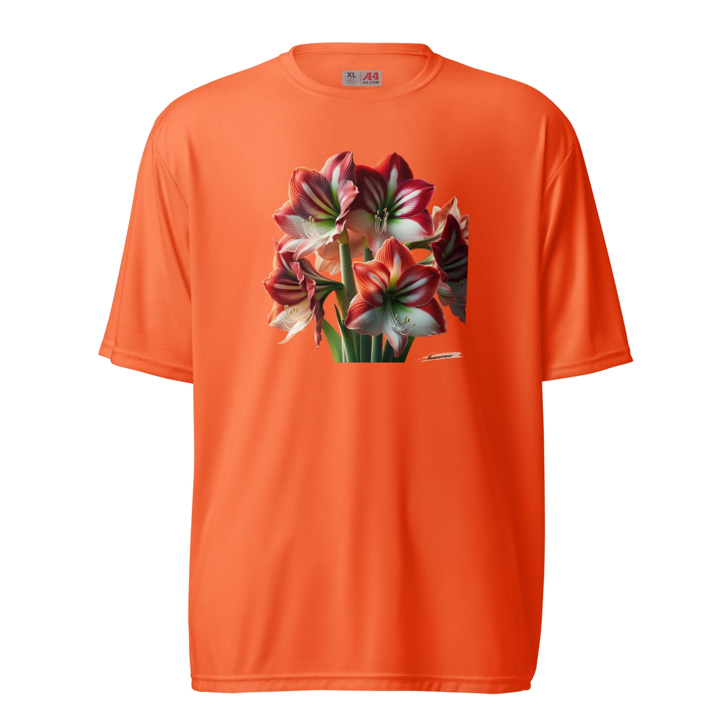 Unisex performance crew neck t-shirt Flower 44 Amaryllis