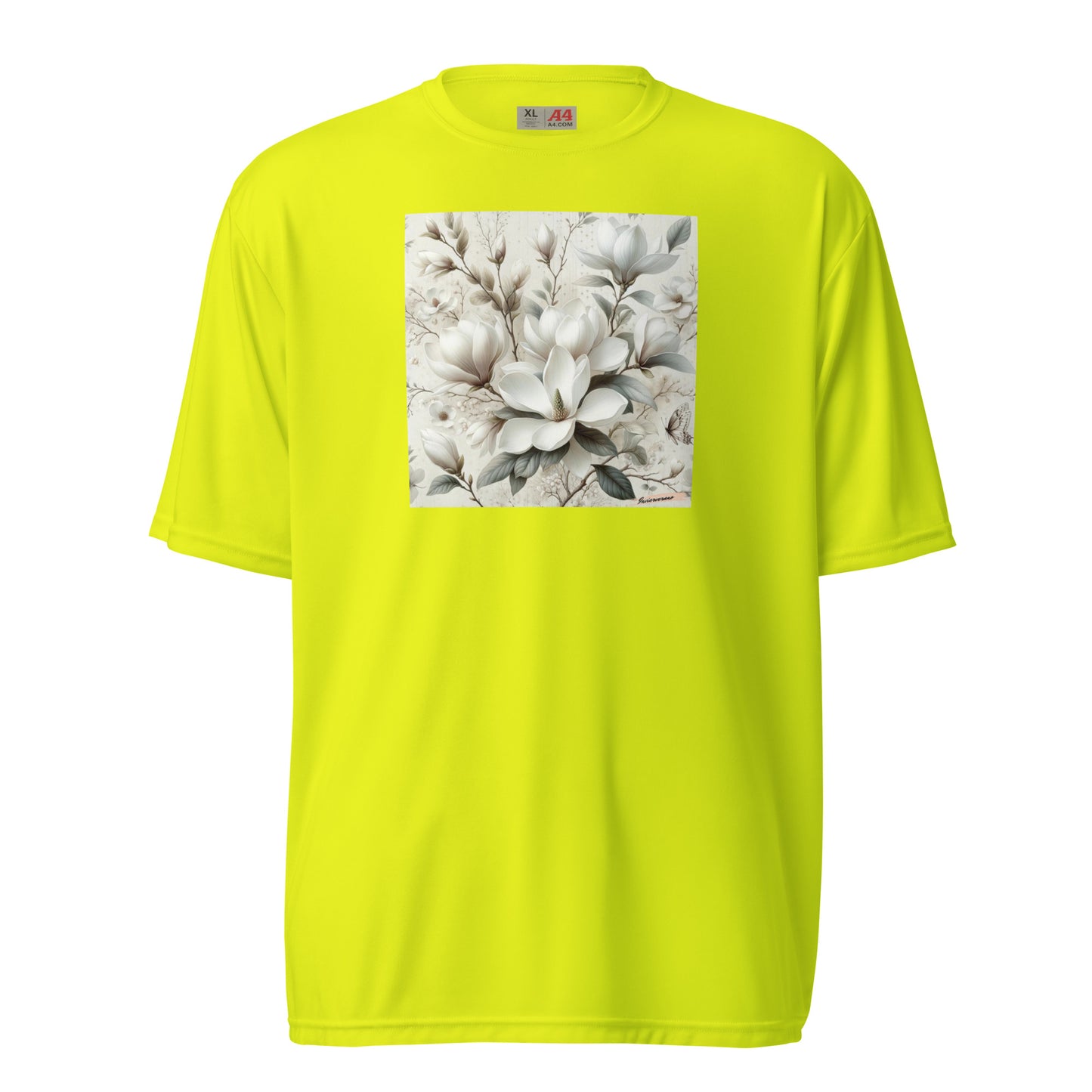 Unisex performance crew neck t-shirt Flower 23 Magnolia White