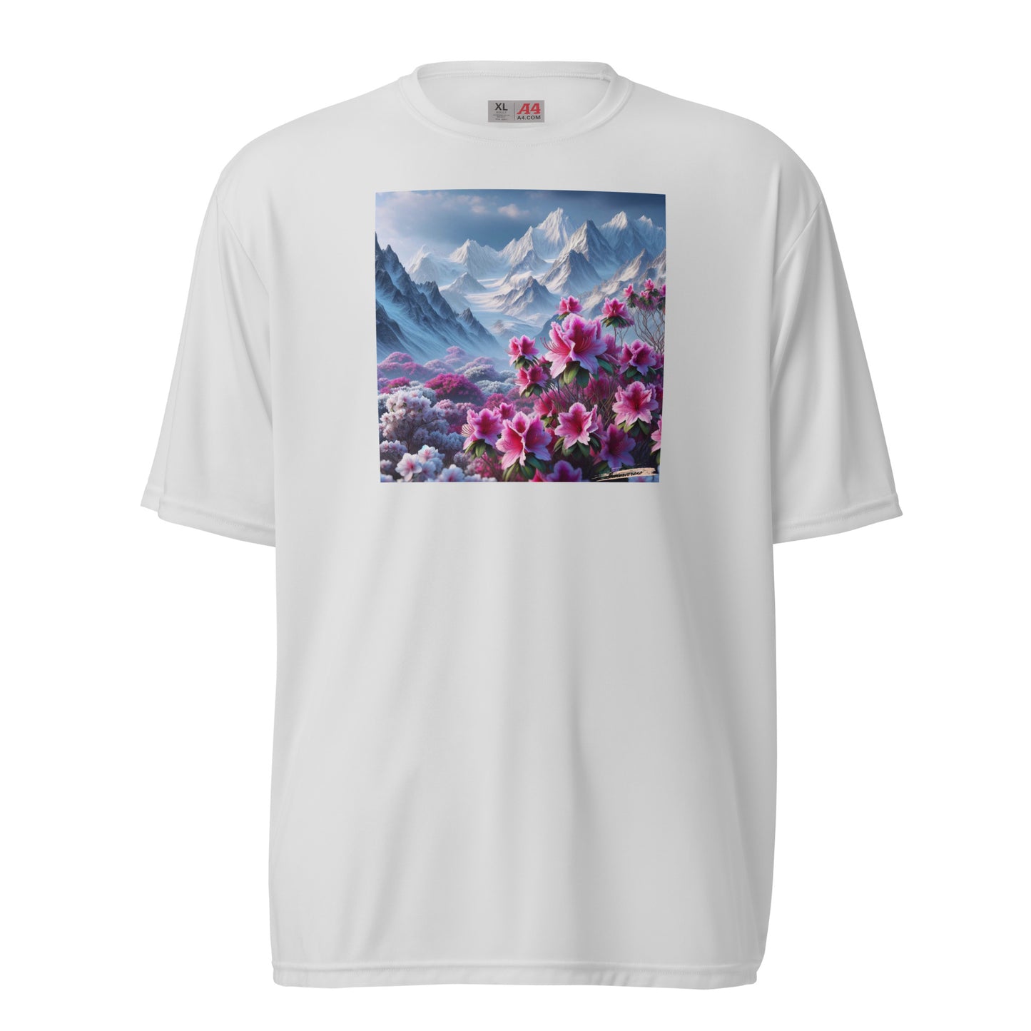 Unisex performance crew neck t-shirt Flower 41 Royal Azalea