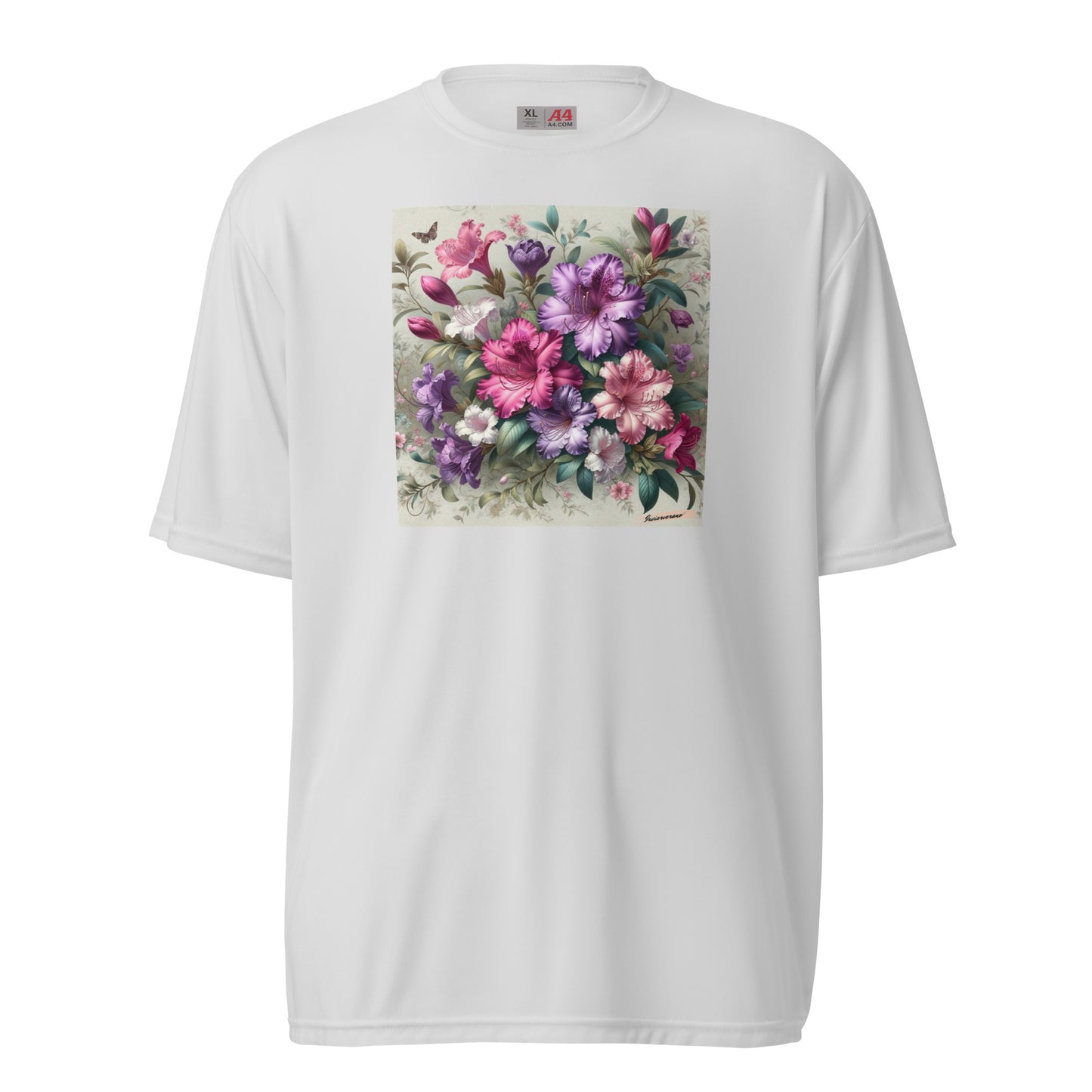 Unisex performance crew neck t-shirt Flower 42 Royal Azalea