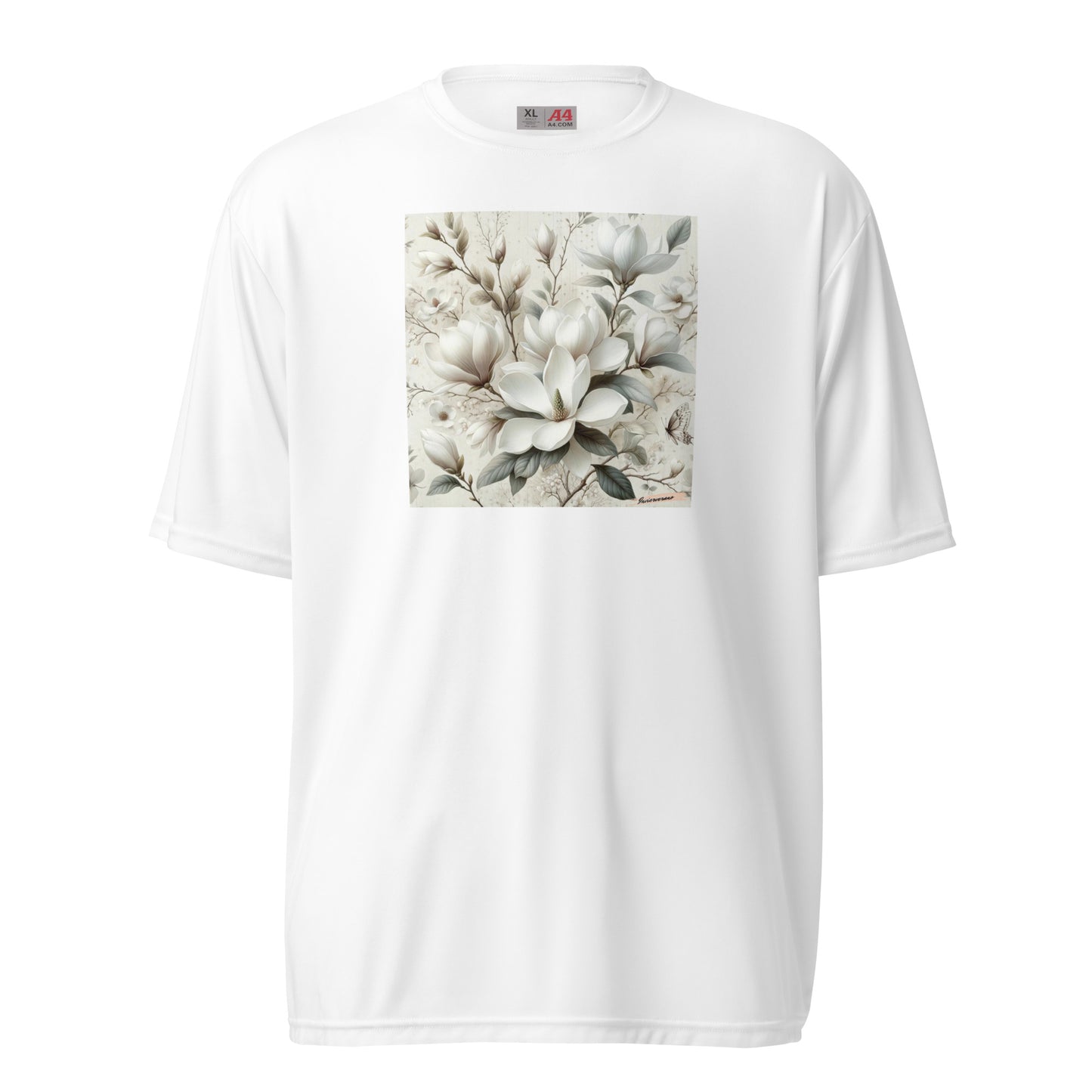 Unisex performance crew neck t-shirt Flower 23 Magnolia White