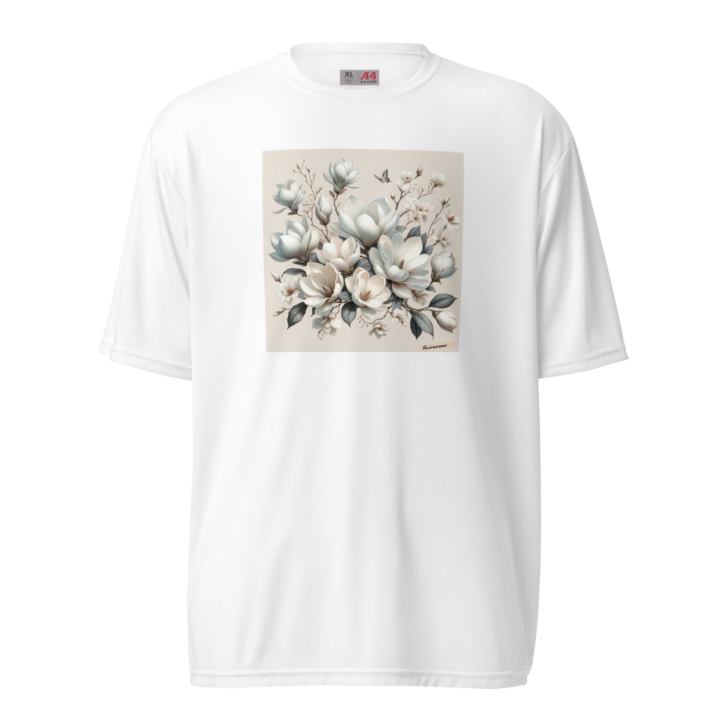 Unisex performance crew neck t-shirt Flower 24 Magnolia White