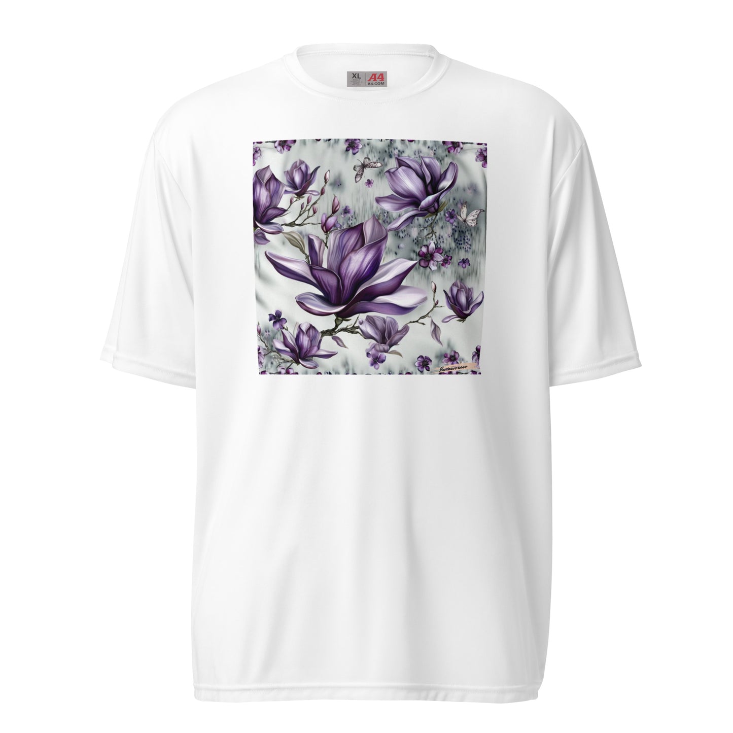 Unisex performance crew neck t-shirt Flower 26 Magnolia Purple