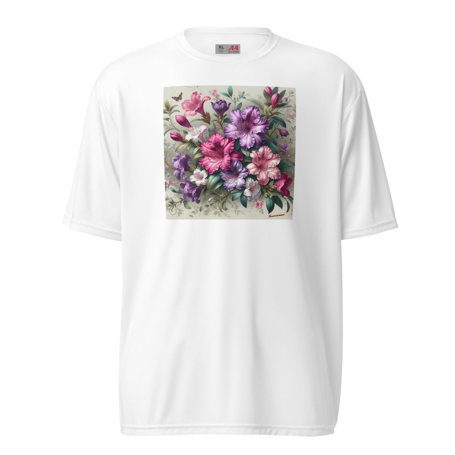 Unisex performance crew neck t-shirt Flower 42 Royal Azalea