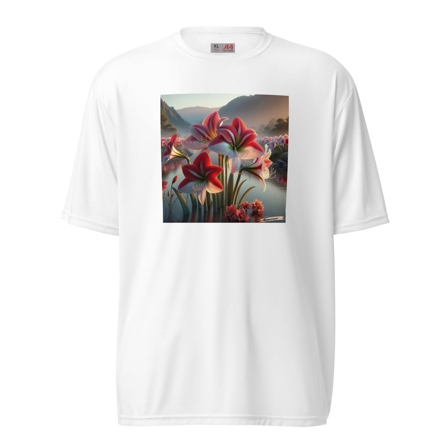 Unisex performance crew neck t-shirt Flower 45 Amaryllis